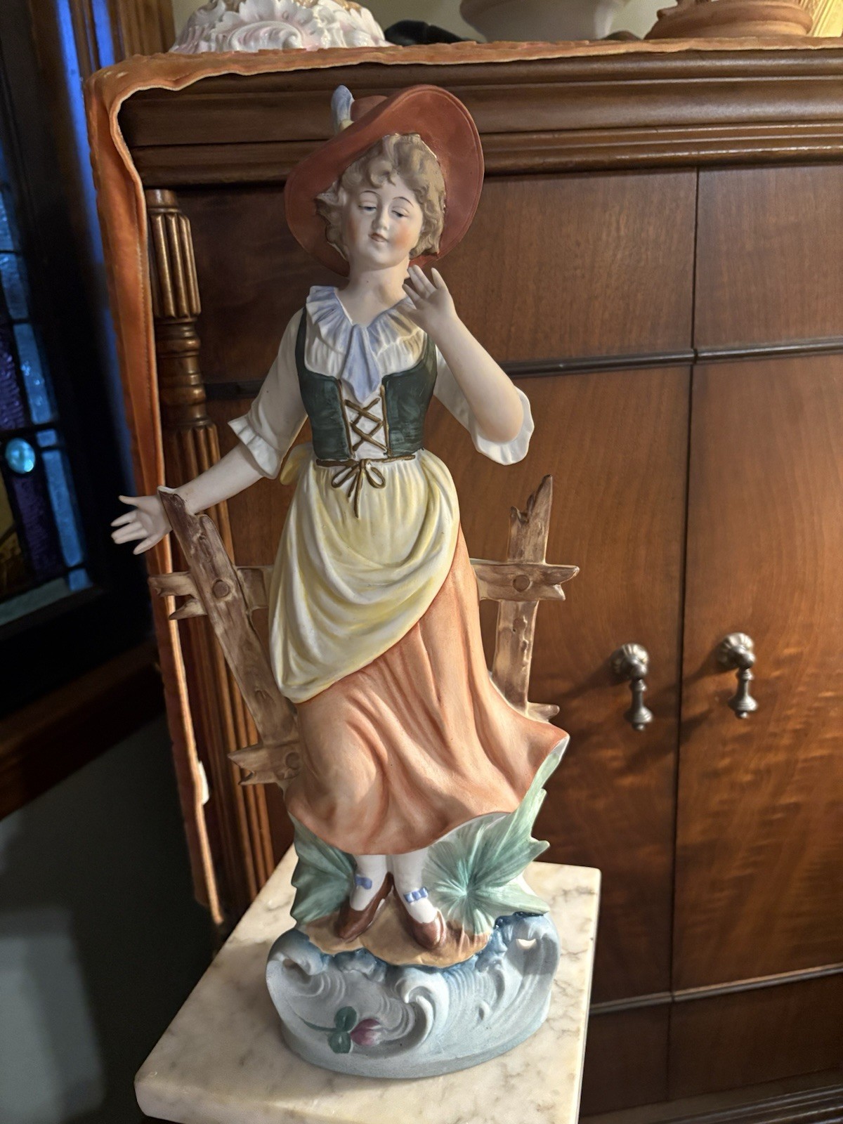 German Bisque Figurine Munich Lady 16″1/2 Germany Cluttercore Vintage Retro old