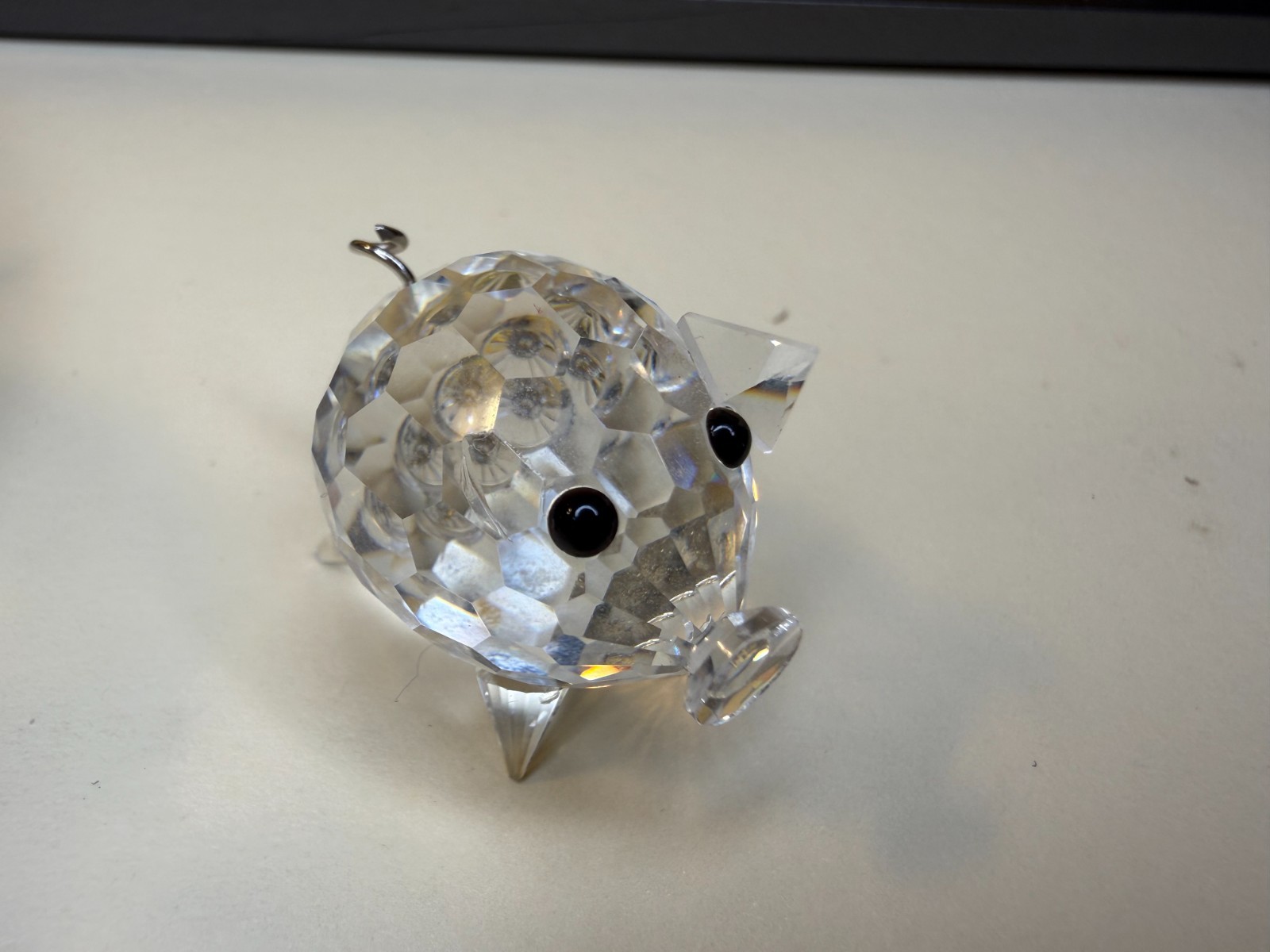 Vintage Swarovski Silver 2 Crystal Figurines. MEDIUM AND SMALL PIG w/ WIRE TAIL