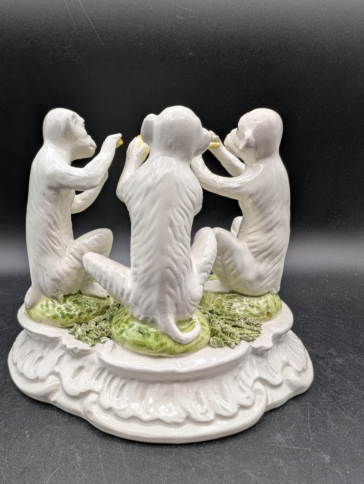 VTG Italian Majolica Ceramic Figurine 3 Monkeys Playing Instruments Signed GL