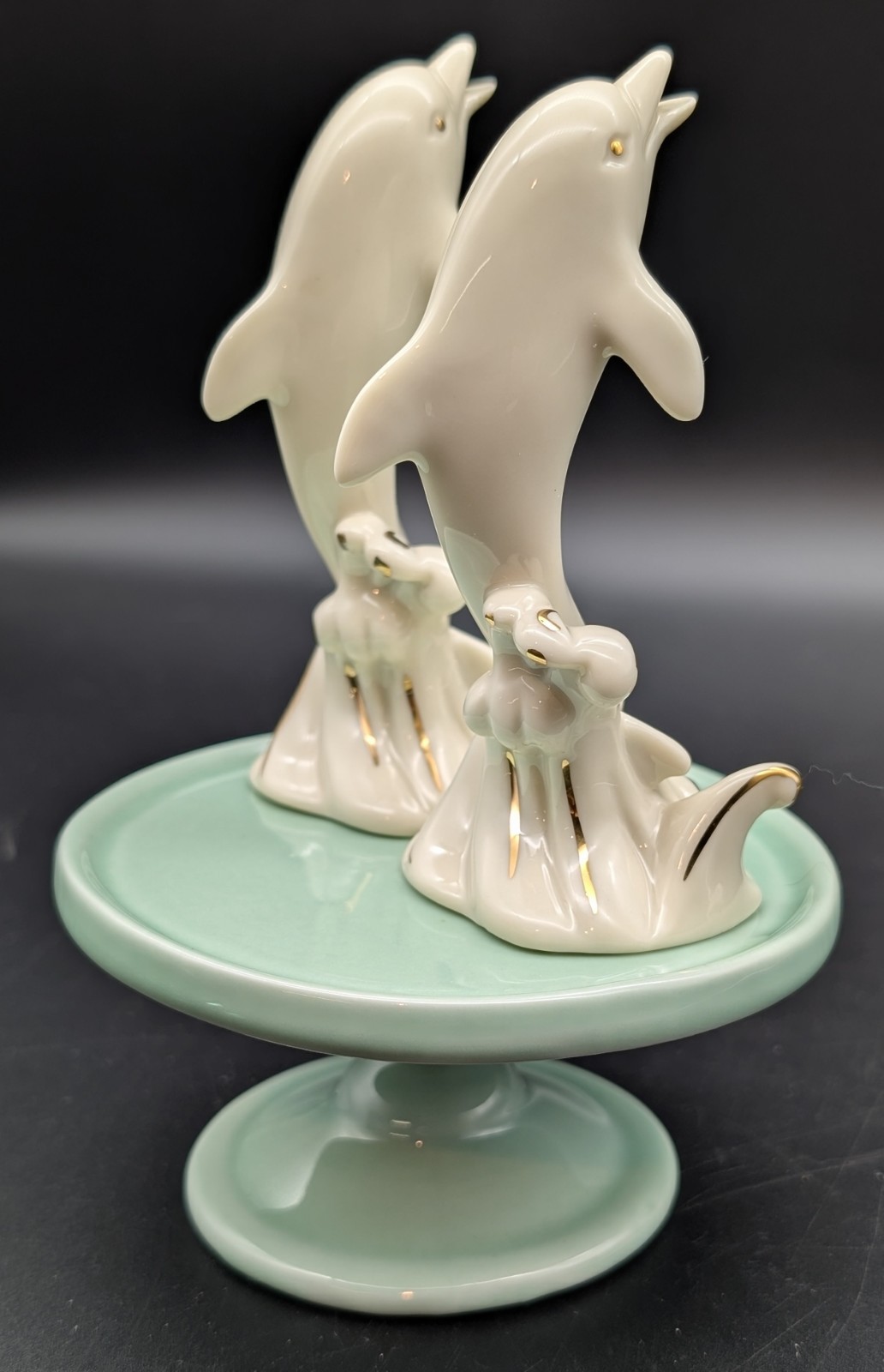Vintage Lenox Dolphins Figurines Treasury Collection 24K Gold Accents Circa 1997