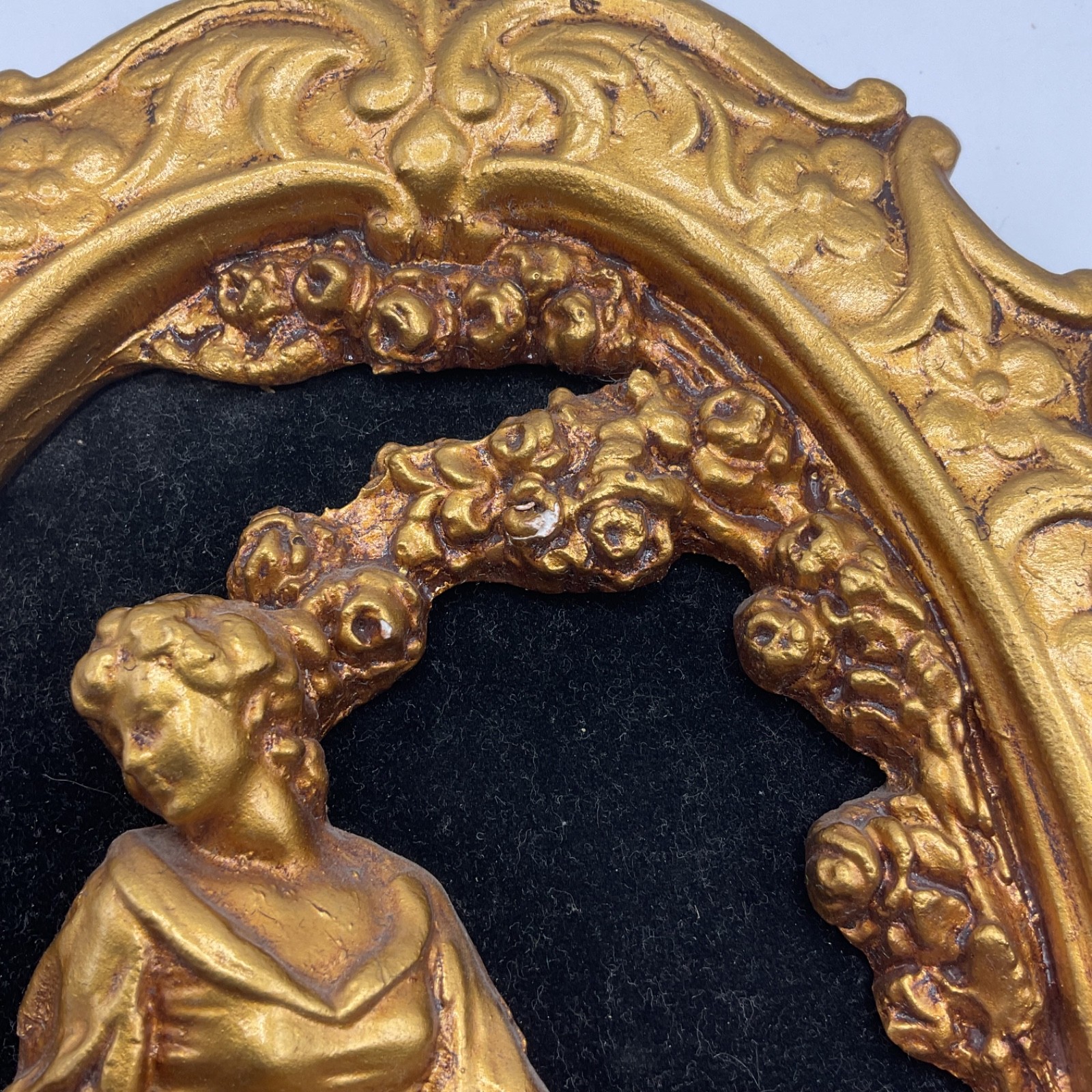 Vintage Chalkware Lady Wall Plaque Gold Ornate Victorian Decor Gallery Wall