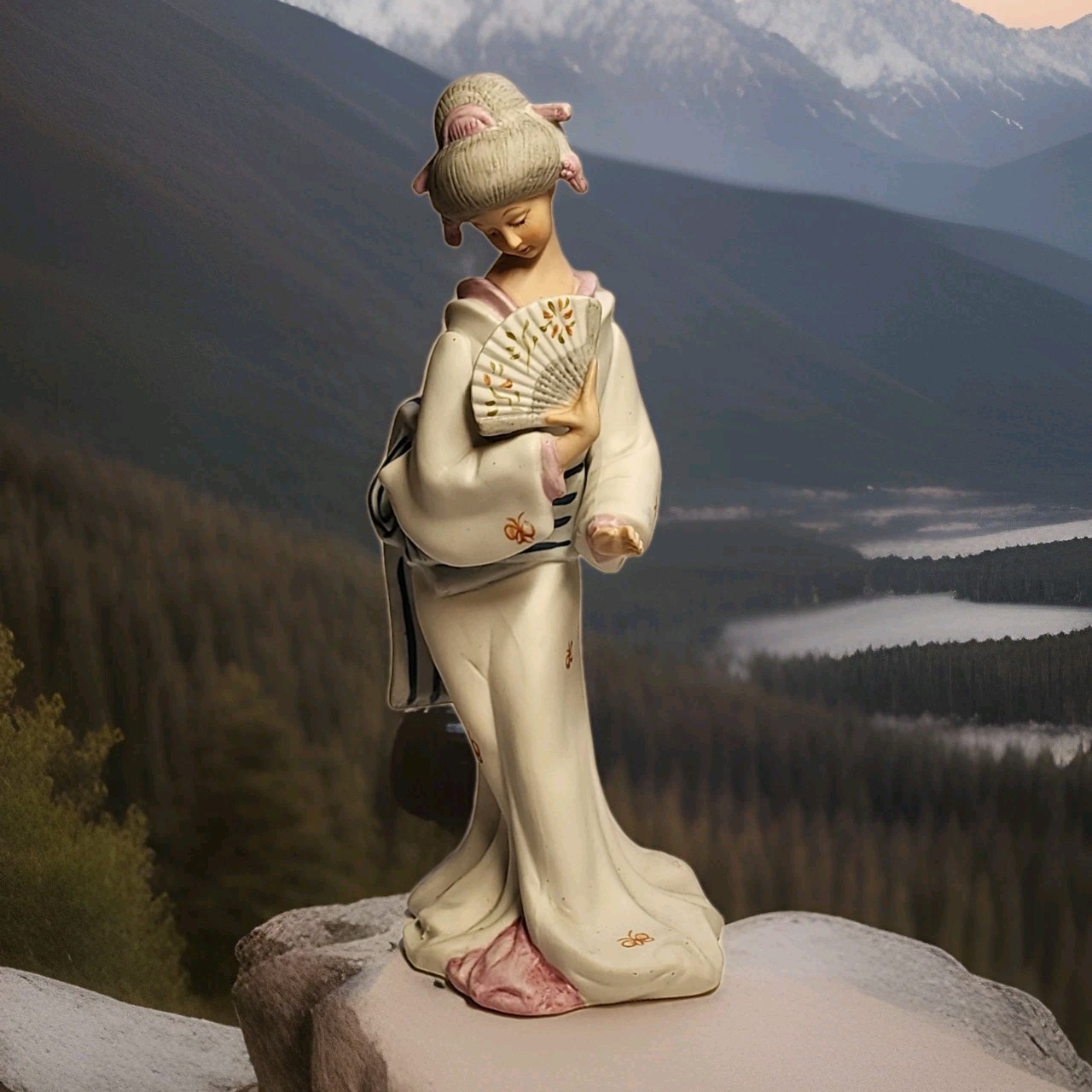 Hand Painted Vintage Lenwile Ardalt Bisque Geisha 9″