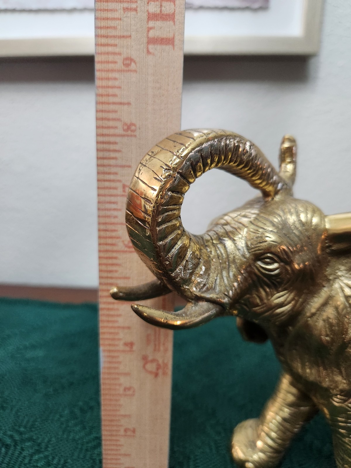 Vintage Heavy Brass Elephant Raised Trunk Figurine 6lbs 12oz