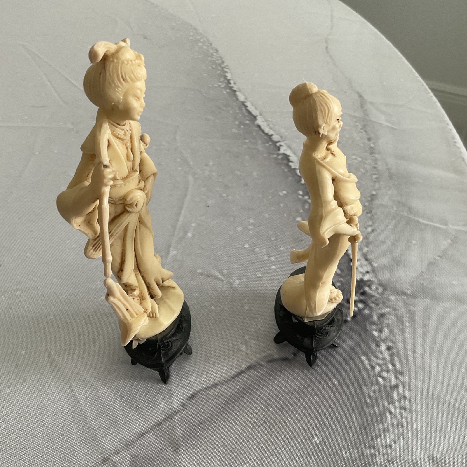 Vintage Asian Lady And Man Figures By Norleans Made In Italy 5.5” Tall