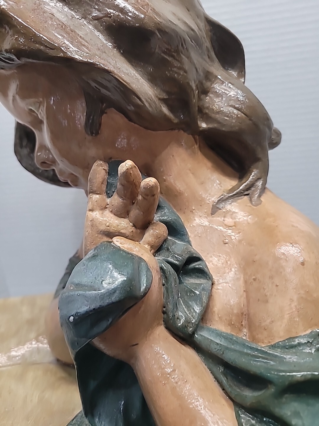 Chalkware Plaster Girl Reading Book Sculpture Vintage 18.5” Tall Hand Painted
