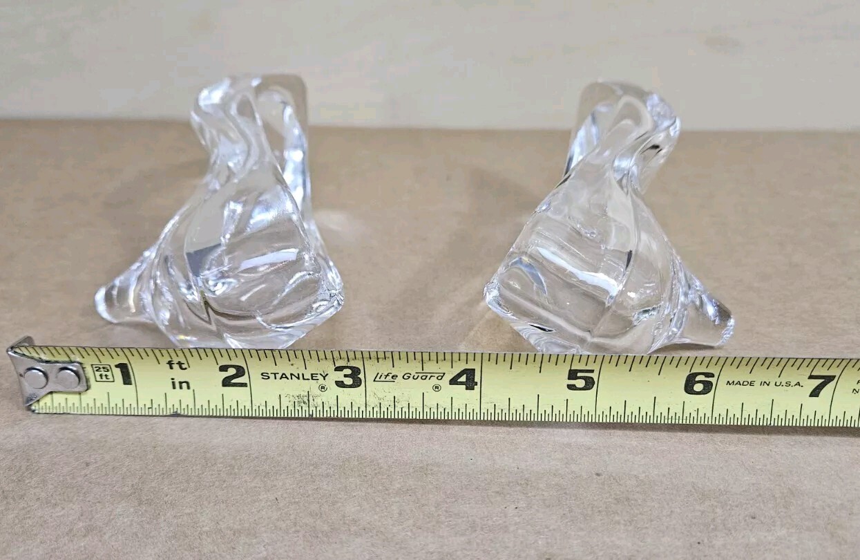 Vtg Pair Of Glass High Heel Shoes Clear Crystal Cinderella Slippers Oneida ?