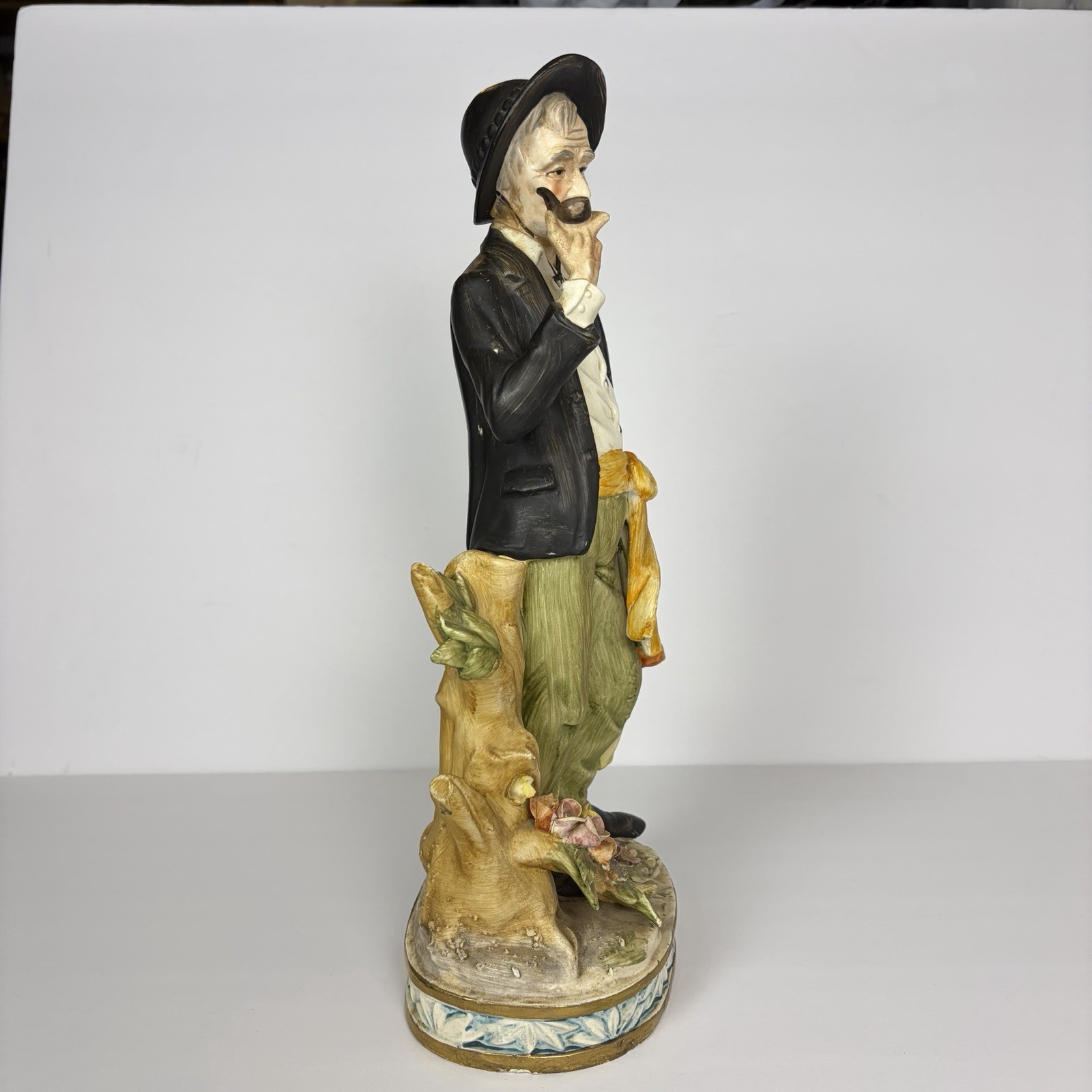 Norleans Old Man with Pipe Figurine Basket of Apples Porcelain 14” Hand Painted