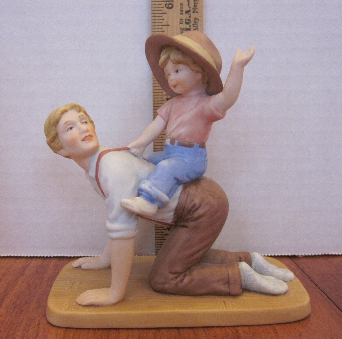 ENESCO 1986 Father & Son Series “Horsey Ride” Figurine Original Box, COA ID Card