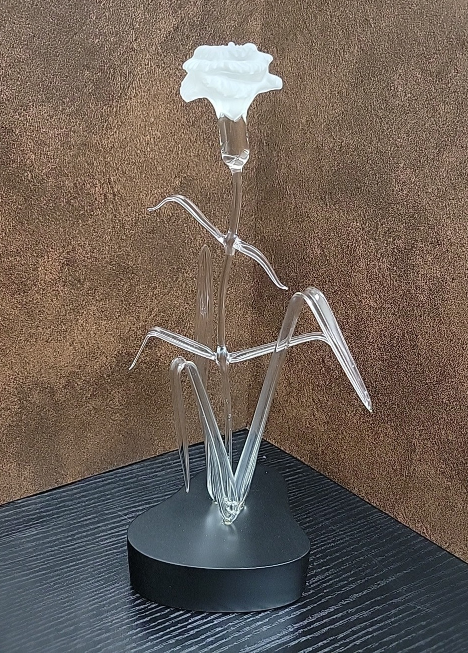 Hans Godo Frabel Studio Art Glass Carnation Flower Multi-Pc Sculpture 13″ (1992)