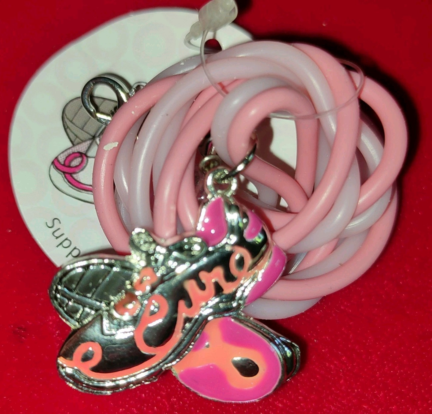 Pink Breast Cancer Awareness Walk for the Cure Shoe Charm Pendant Necklace 2011