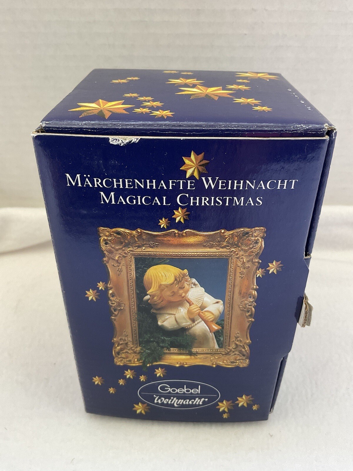 Vintage Goebel Weihnacht Blue Angel With Harp Blue 41-004-25-0 10cm/4” EAN
