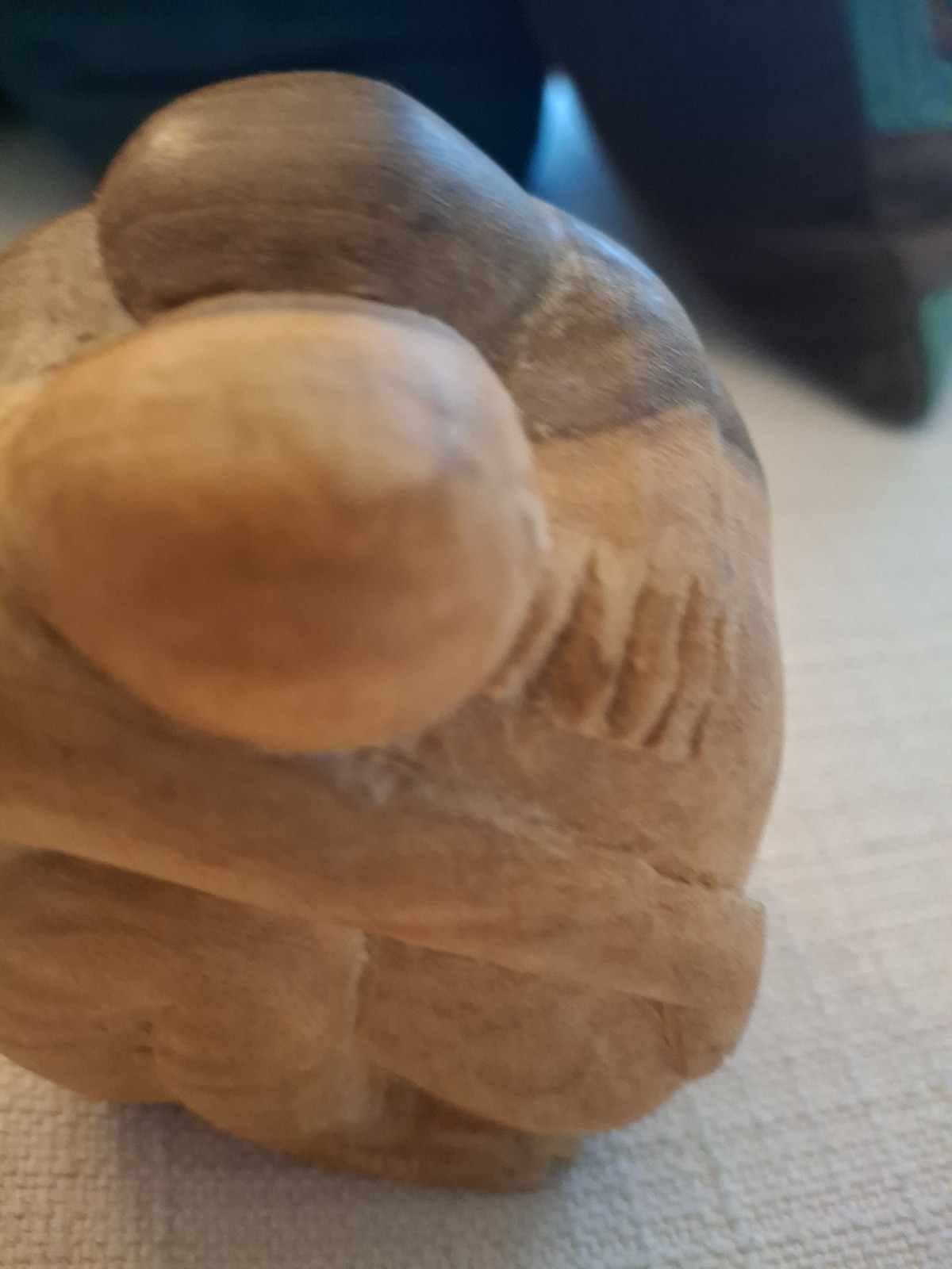 Minimalist Abstract Wood Carving Couple Embracing Hugging Sculpture Figurine 4″