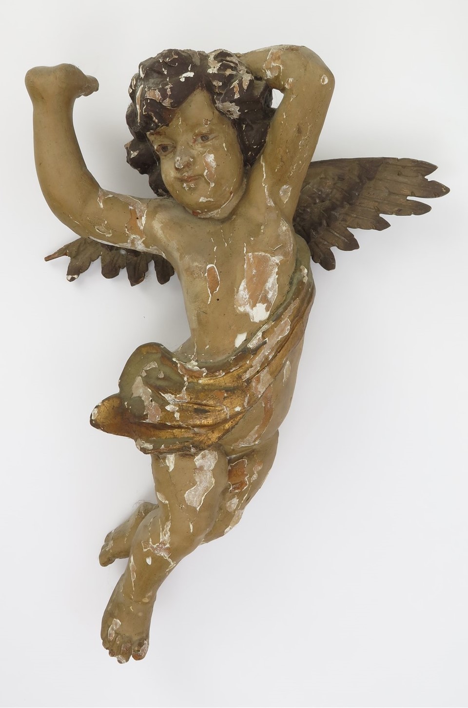 19th Century Baroque Carved Puti or Cherub Gilt Gesso on Wood 24″ x 17.5″