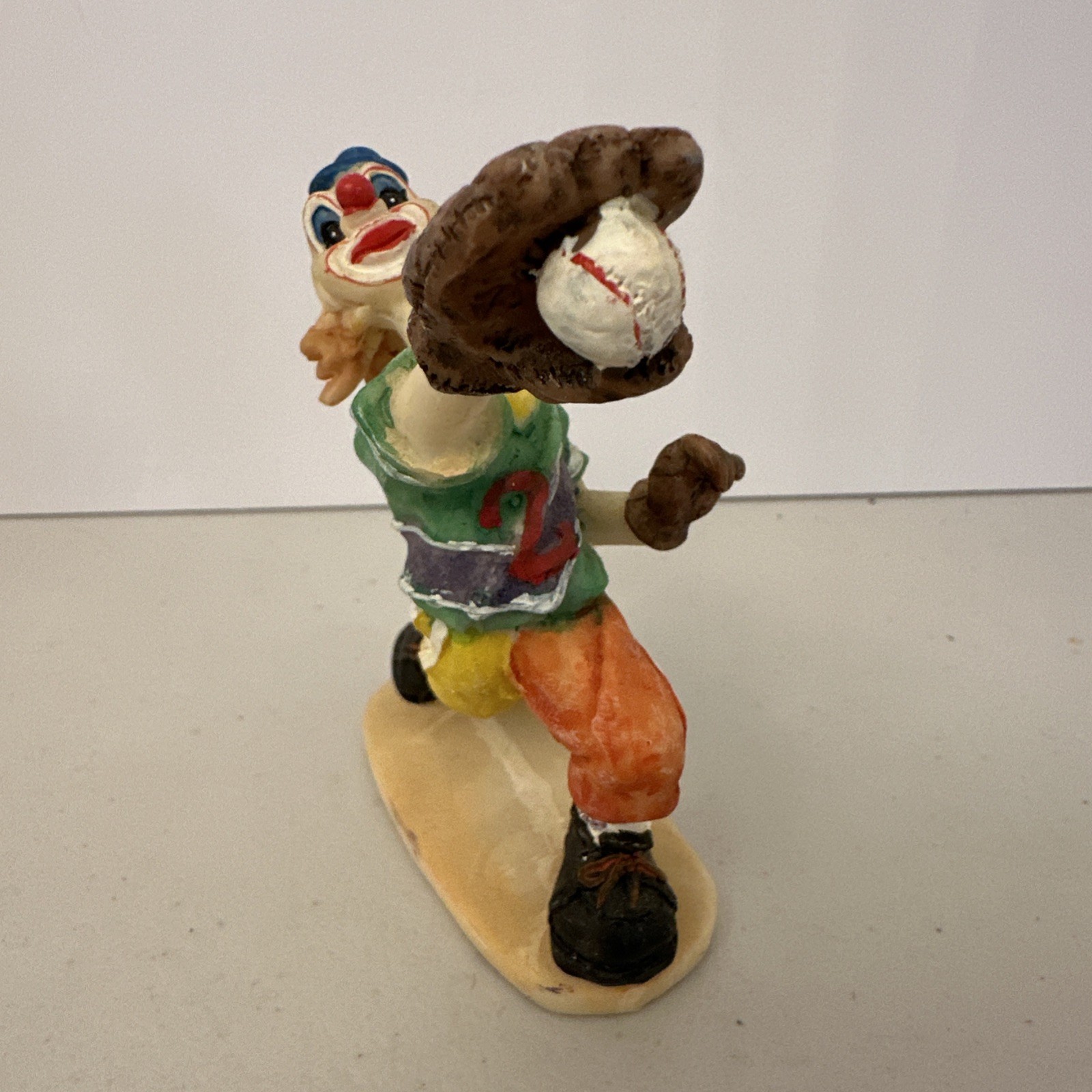 Vintage Set Of 3 Sports Clowns Baseball Soccer Resin 4”