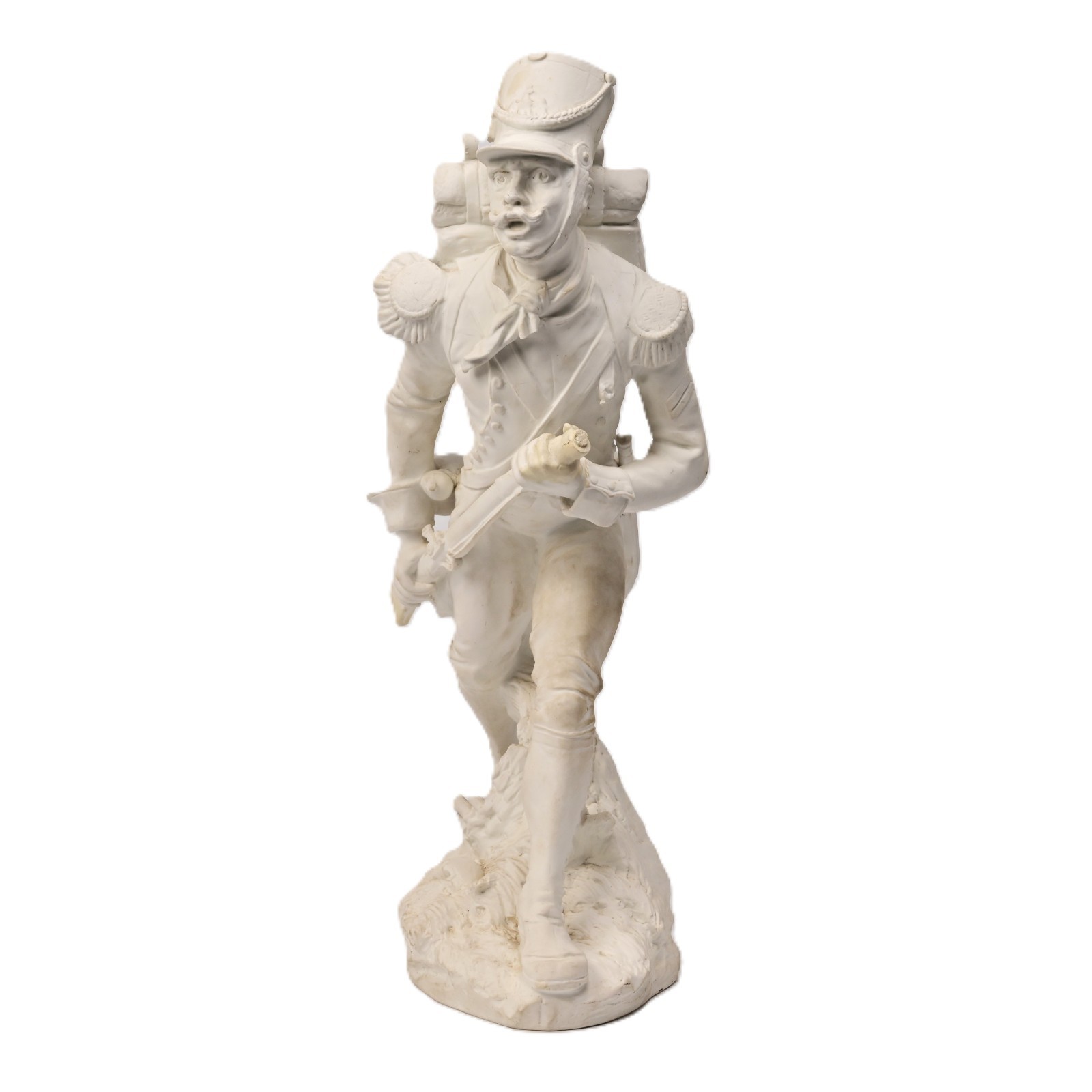 GEORGES FLAMAND Antique Original Vintage Signed Ceramic Bisque Sculpture Statue