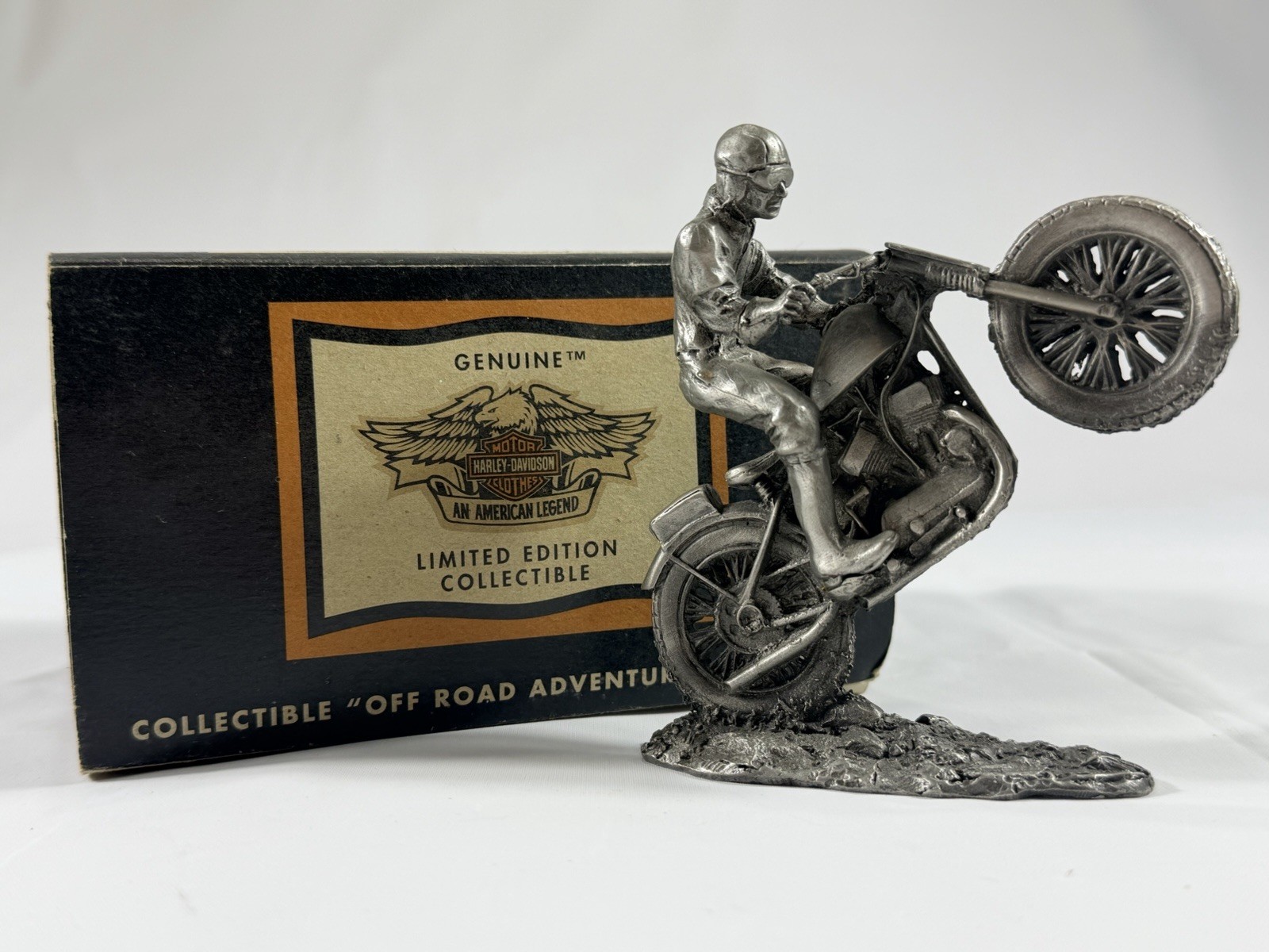 Harley-Davidson Limited Edition Pewter Motorcycle Rider Sculpture by Skip Winn
