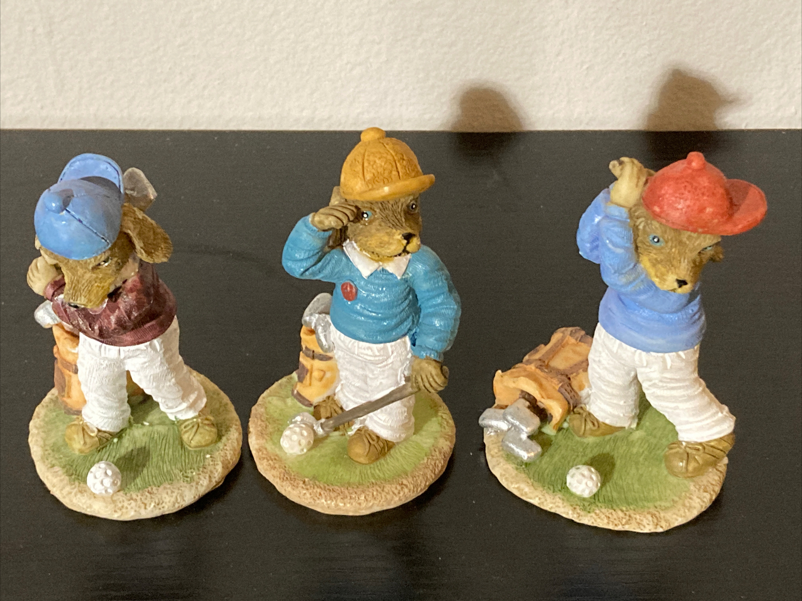 Lot Of 3 – 1998 Ceramic/resin golf DOG figures VINTAGE!!!! 3 1/2 Inch Tall