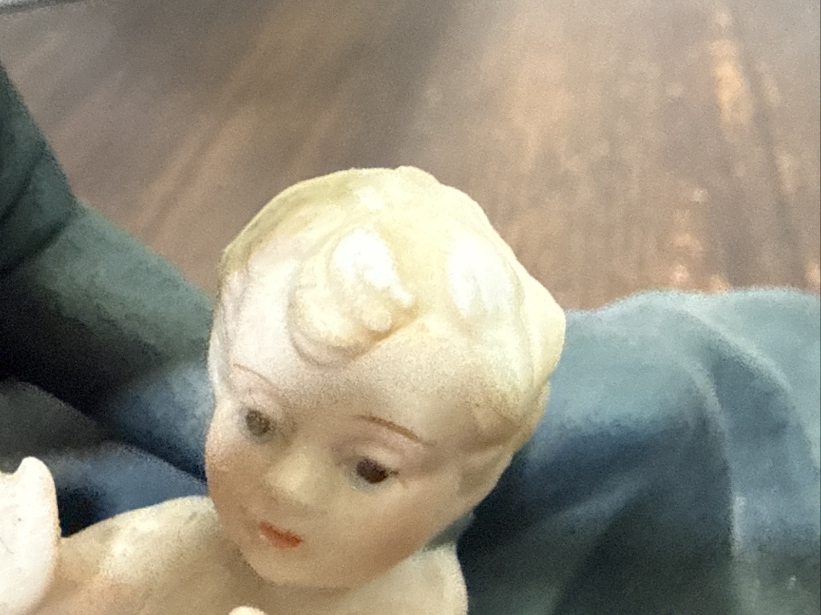 Vintage Midcentury Madonna Mother & Child Blue Figurine Sanmyro Taiwan