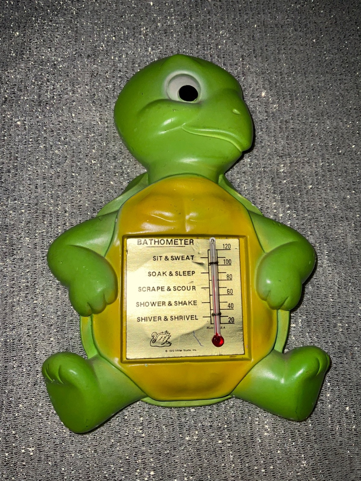 Miller Studios Chalkware Turtle Thermometer Bathometer Decor 70s Vtg -Small Chip