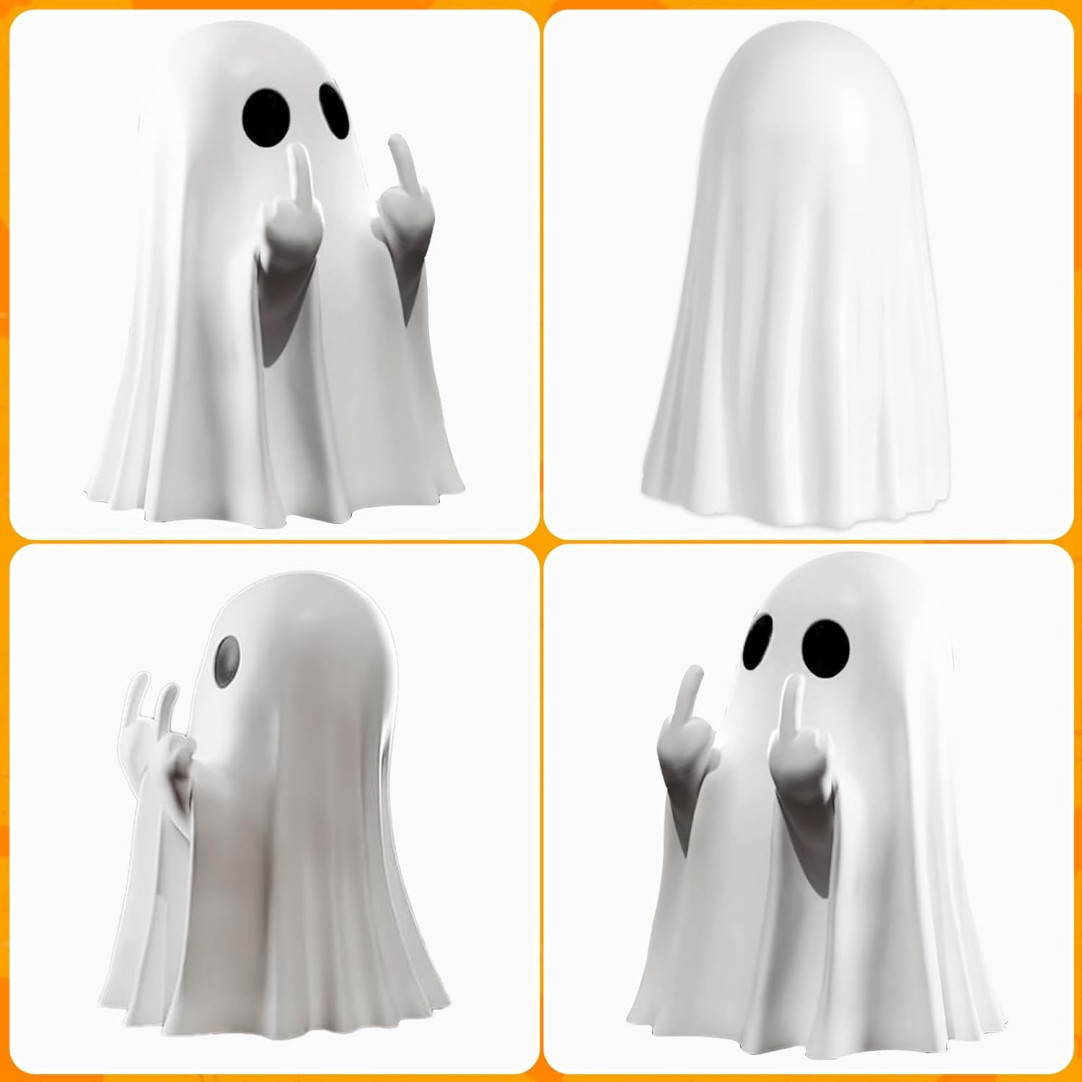 (2 Pack ) Cute Ghost Figurine Spooky Resin Statue Decoration Home Tabletop NEW
