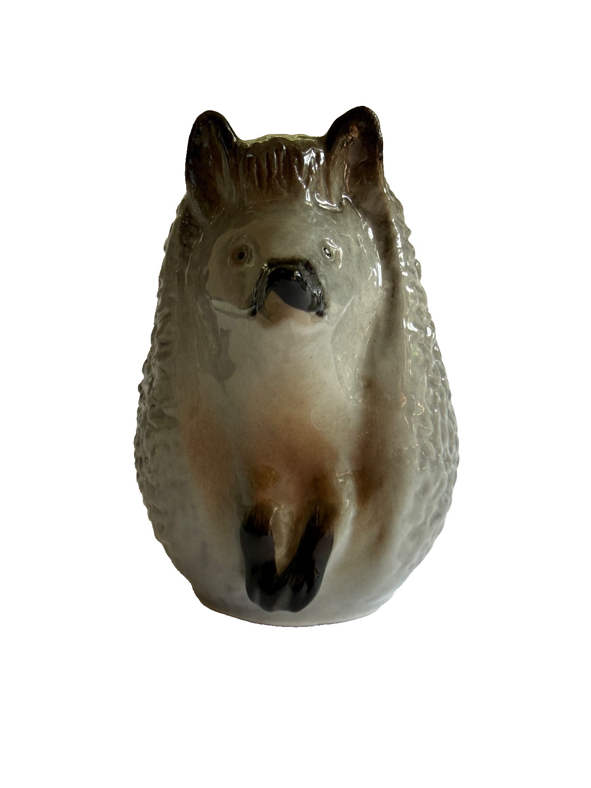 Russian Lomonosov Grey Porcupine Textured Porcelain Figurine USSR VTG