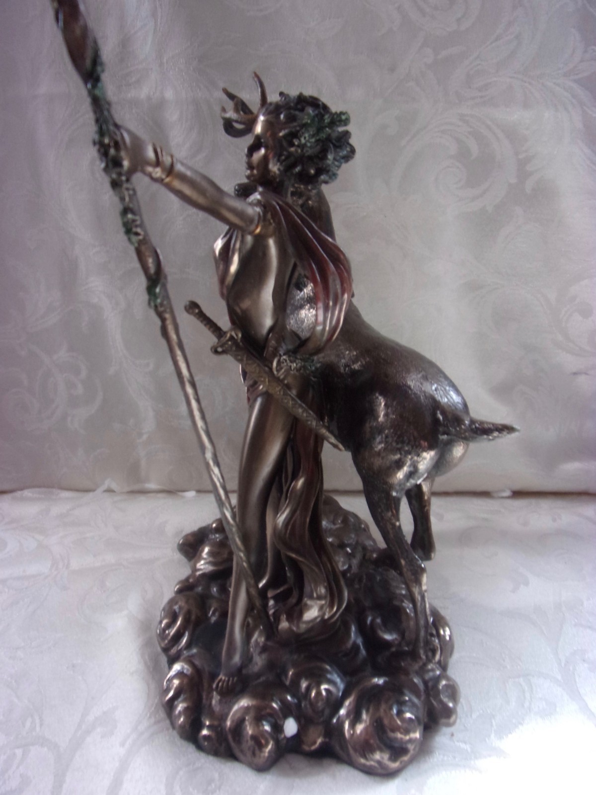 Greek Goddess Diana Artemis and Moon Statue Figurine 10 1/4 in Pacific Giftware