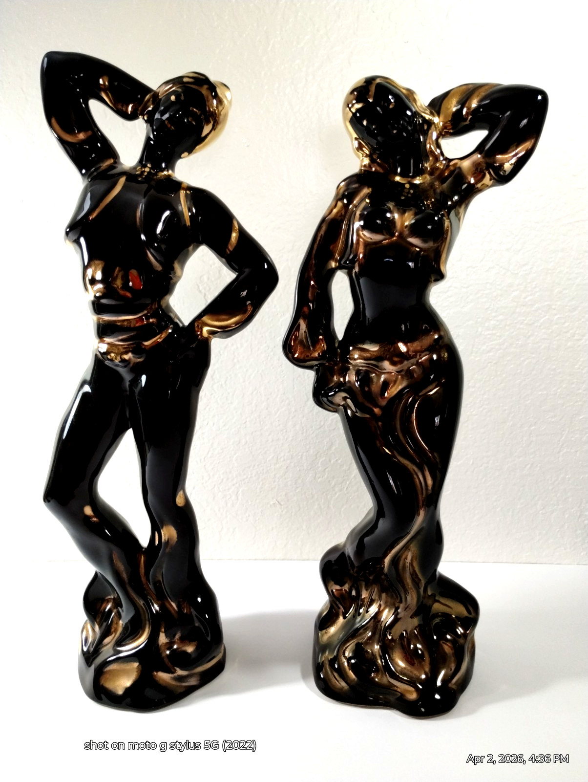MCM~BLACKAMOOR CERAMIC~Black /Gold~Dance Couple~Bolero Flamenco Salsa Exotic~17″