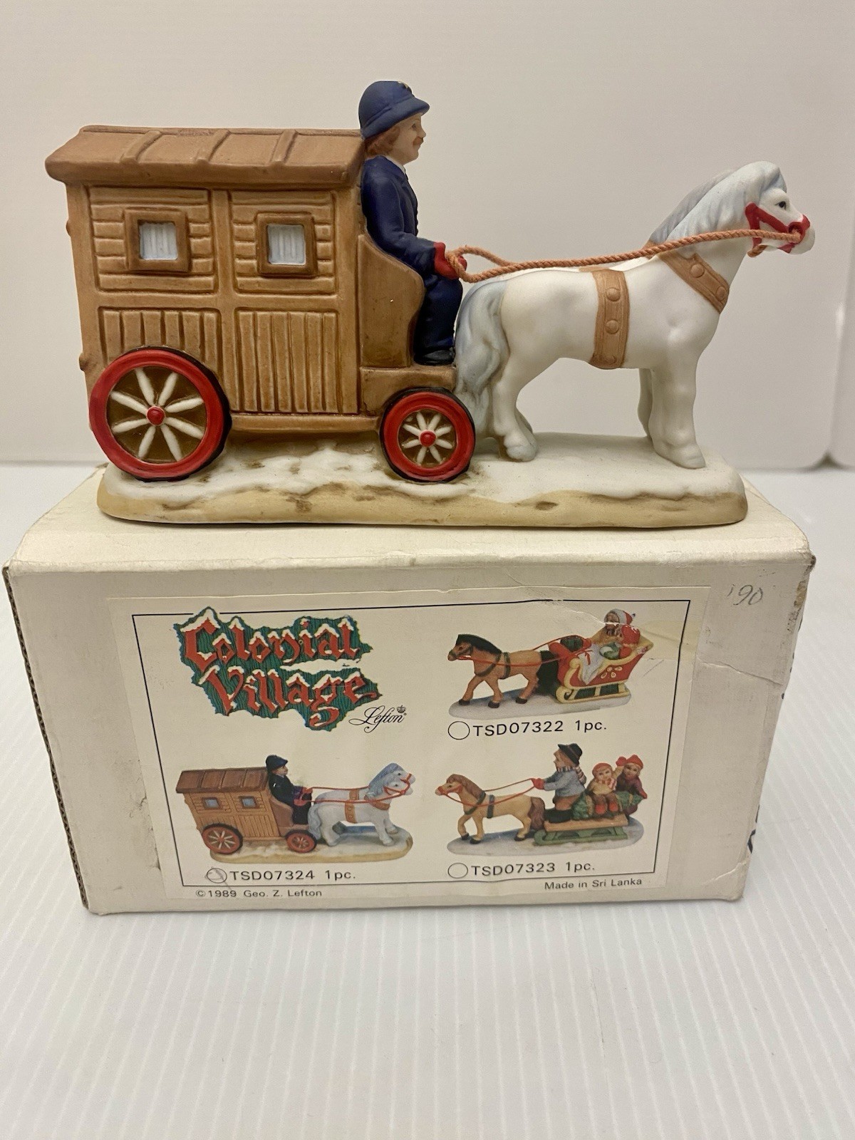 Vtg 1990 Lefton Colonial Village Paddy Wagon Carriage Police Cop Horse W/ Box