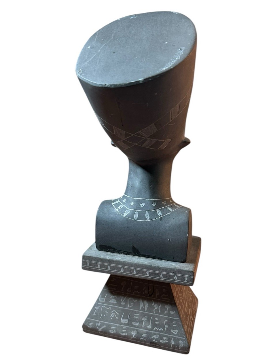 Th Egyptian Basalt Stone Hand Carved Queen Nefertiti Statue Figure Bust 13.5 In