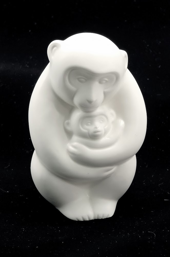 Kagashi Kiln Porcelain Minimalist Monkey Zodiac Figurine Vintage 1950’s w/Tag