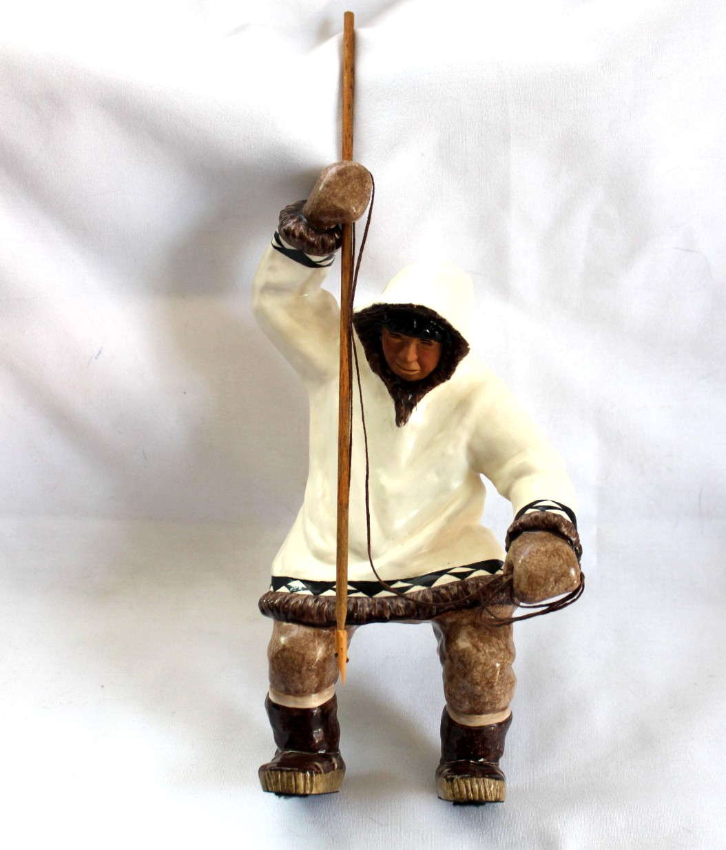 C. Alan Johnson Alaska Inuit Man Hunter Rope/Spear Ceramic Figurine ©1962 AK16