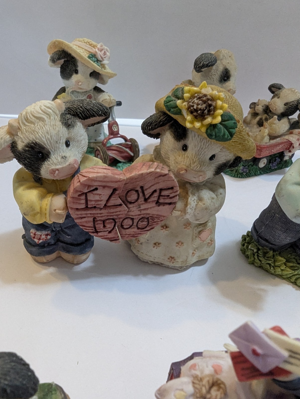 VTG Lot Of 10 Enesco Mary Moo Moos Mixed Years 1993-2003 Figurines