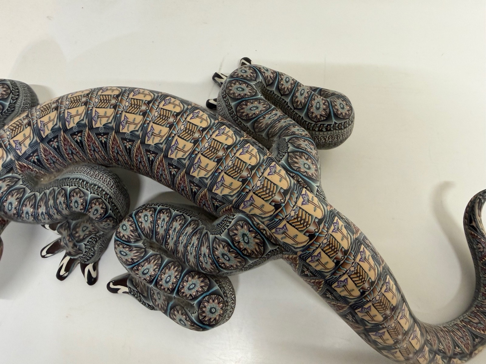 Jon Anderson Fimo Polymer Clay Large Gecko / Lizard Figurine Statue 16 1/2″ Long