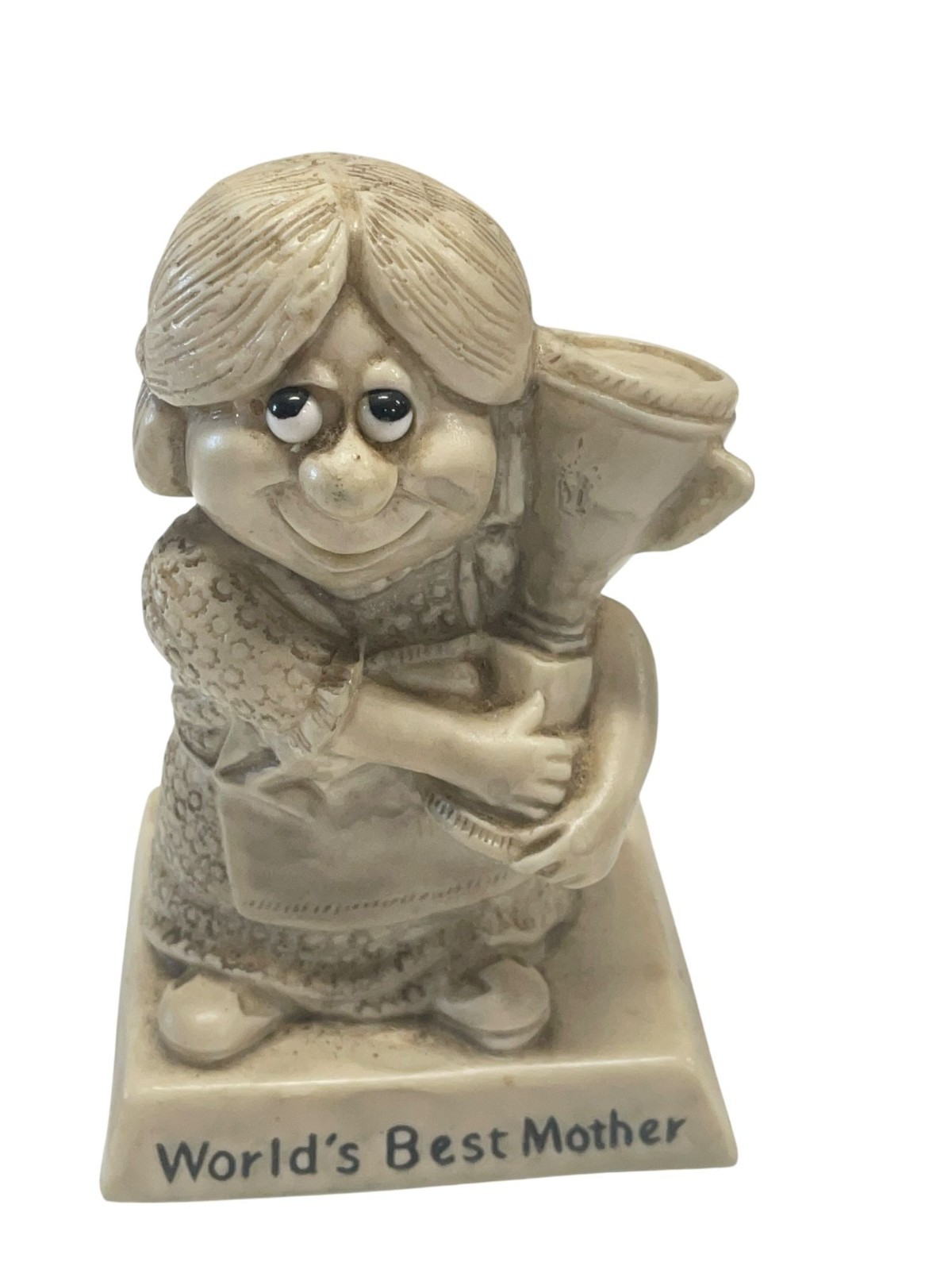 Worlds Best Mother Figurine By Wallace Berrie & Co. Vintage Ceramic Statue USA M