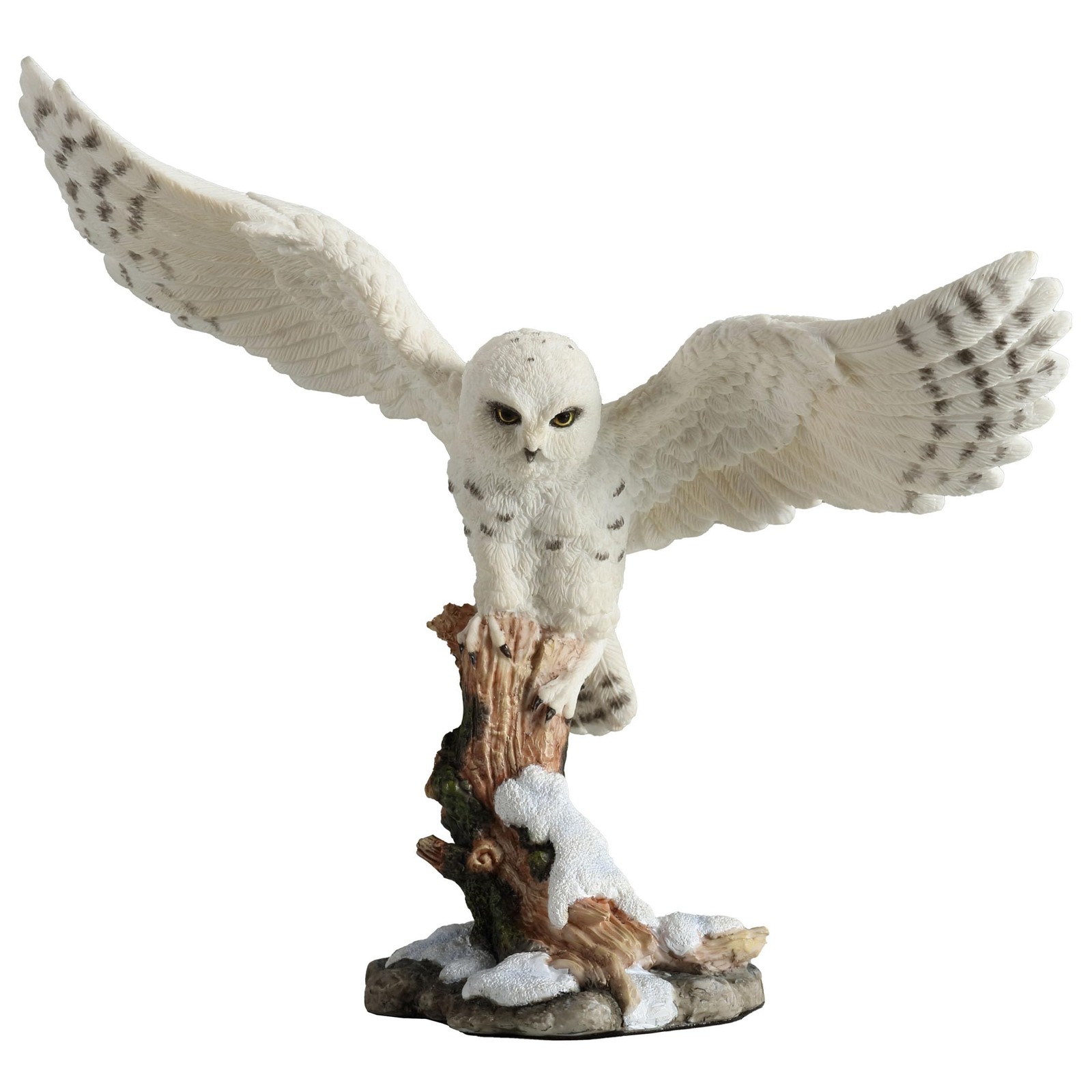 Veronese Design 7 1/8 Inch Snowy Owl Spreading Wings Perching On Branch Resin