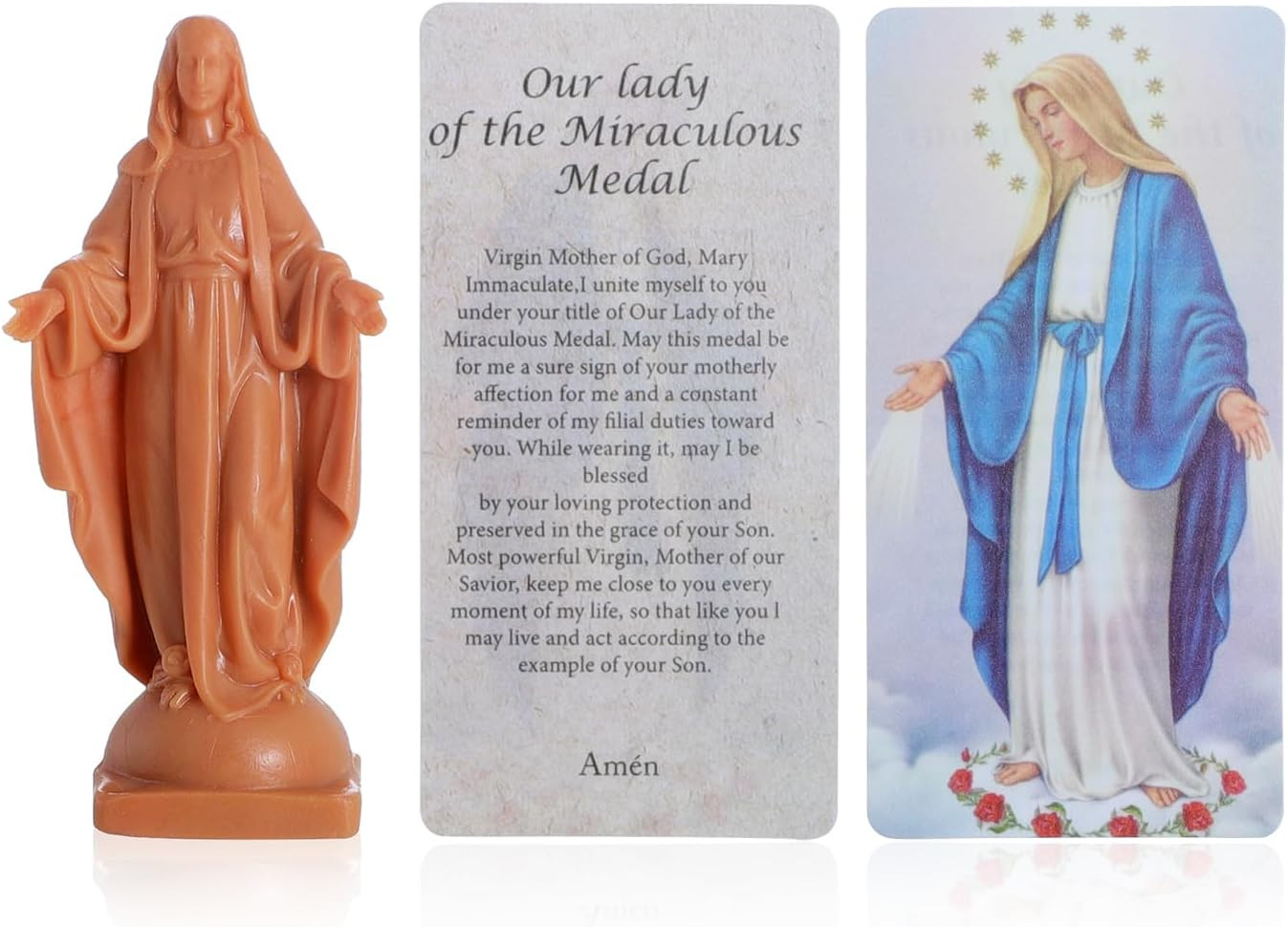 3″ Virgin Mary Statue with Prayer Card Religious Gifts for Women Catholic Small