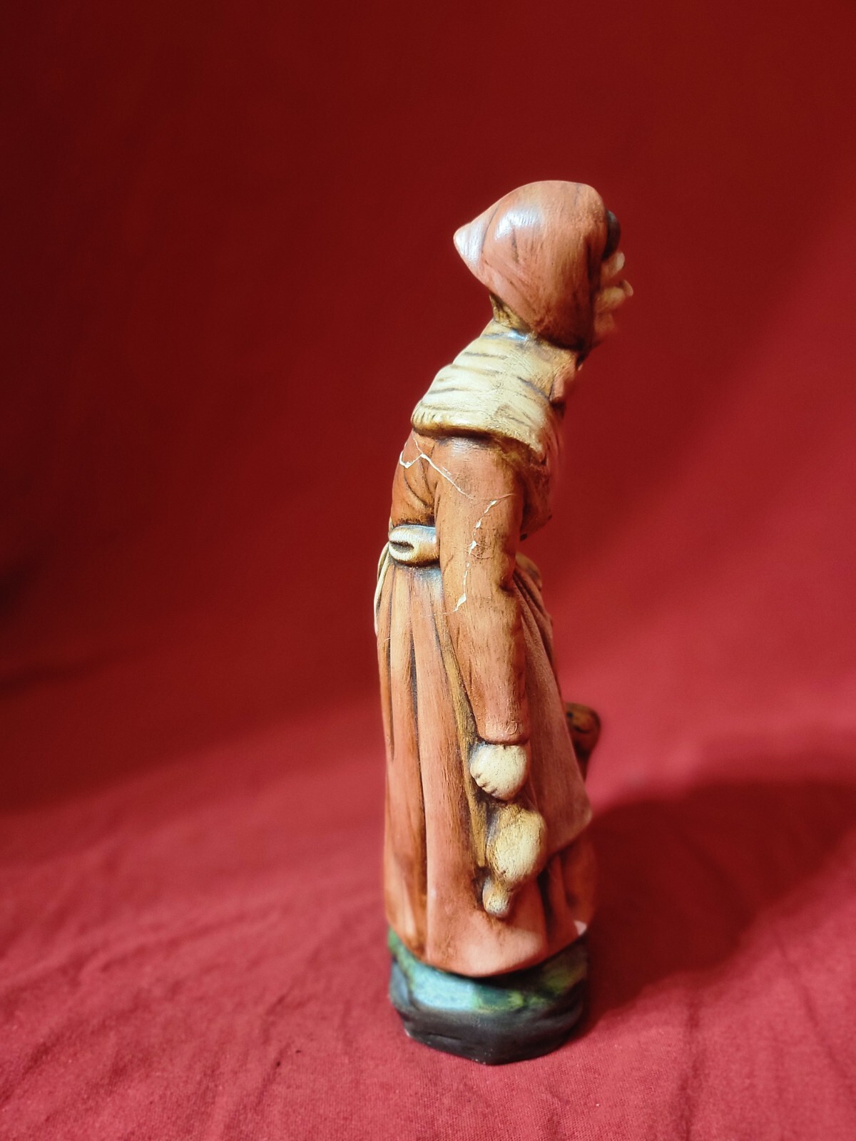 Nostalgic Vintage Bisque Ceramic Figurine Set, Old Man Farmer w/Pig and Old Lady
