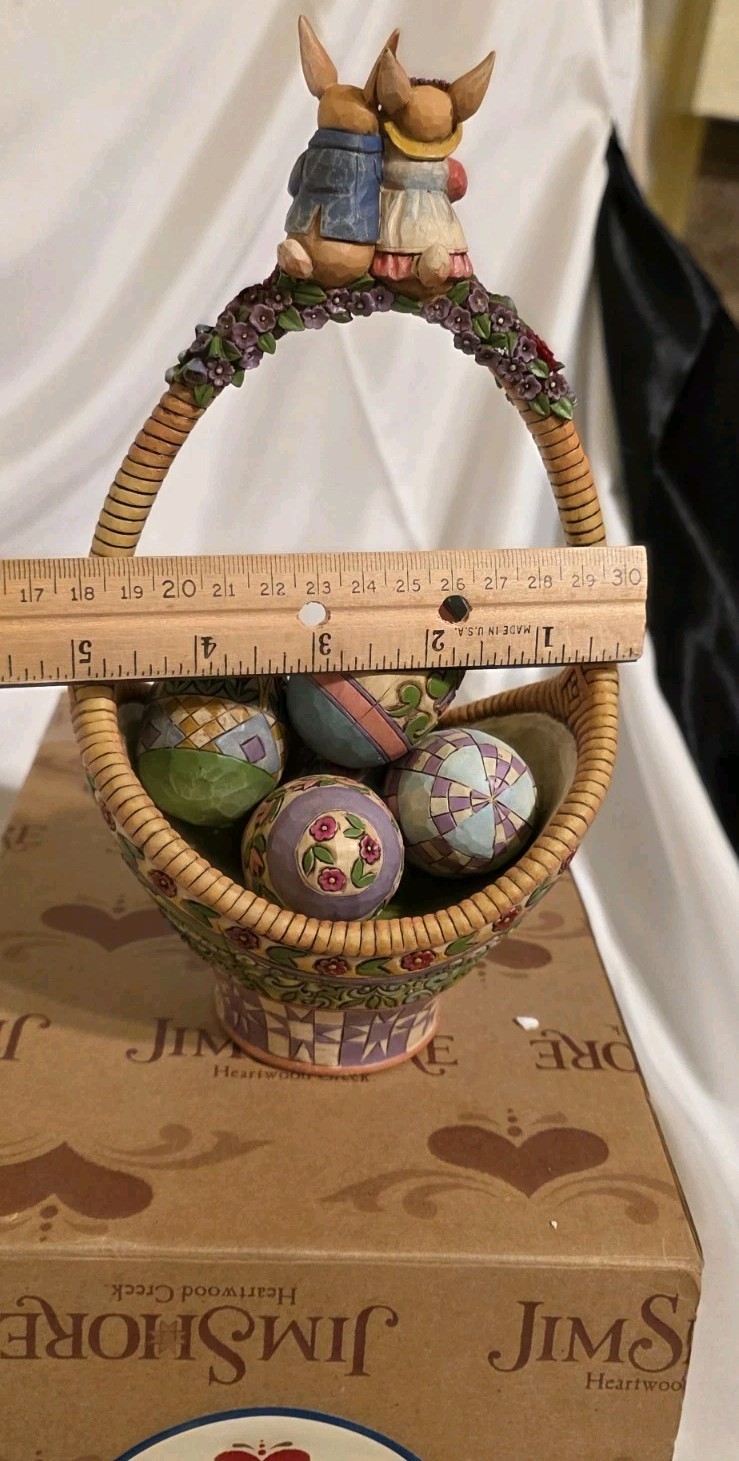 JIM SHORE ,GATHERING JOY, 2006 SET OF 1-EASTER BASCHET W/ 5 EGGS FIGURINES NIB