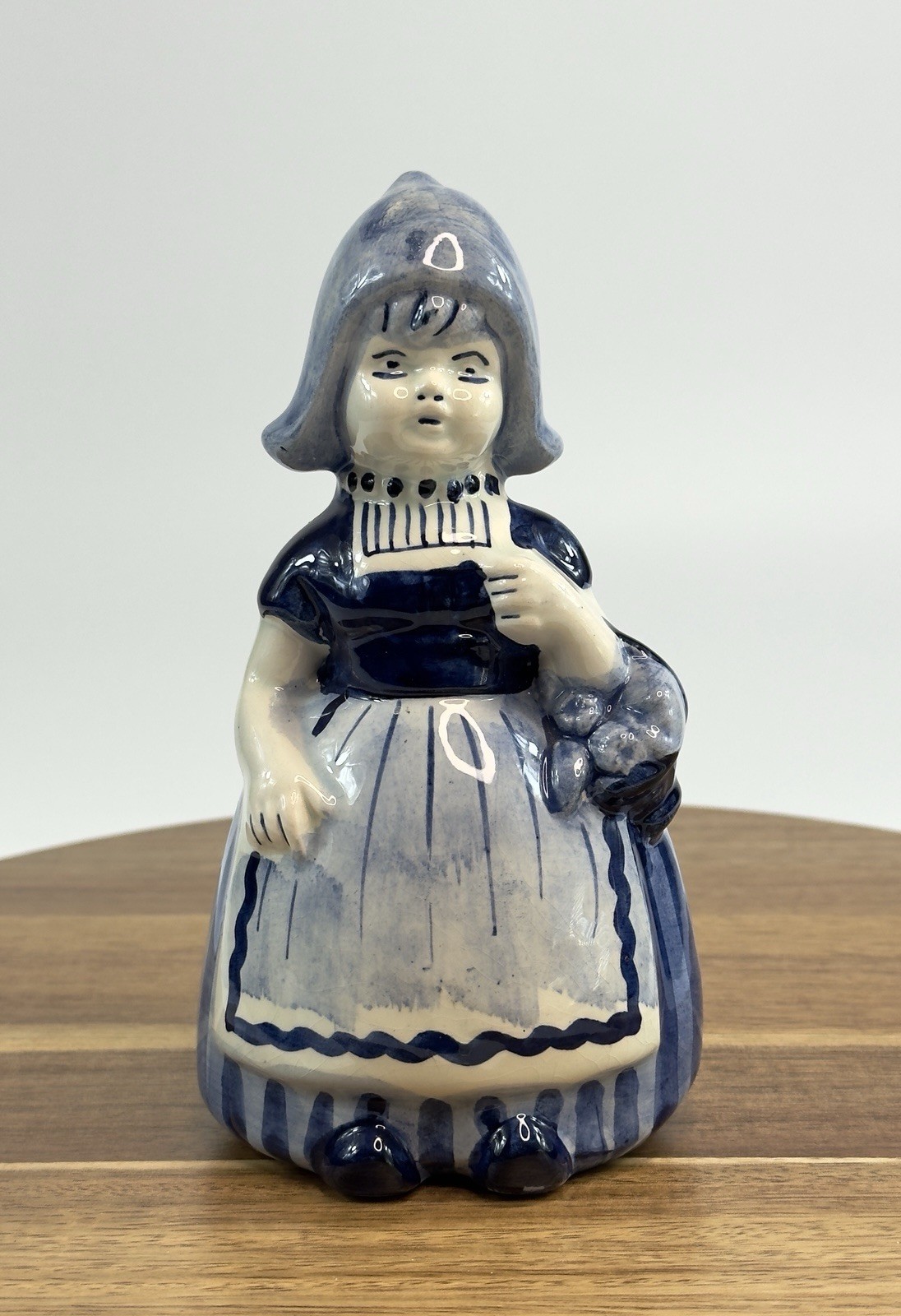 Vintage Delft Porcelain Figure Coin Bank Hand-painted Holland Dutch Girl