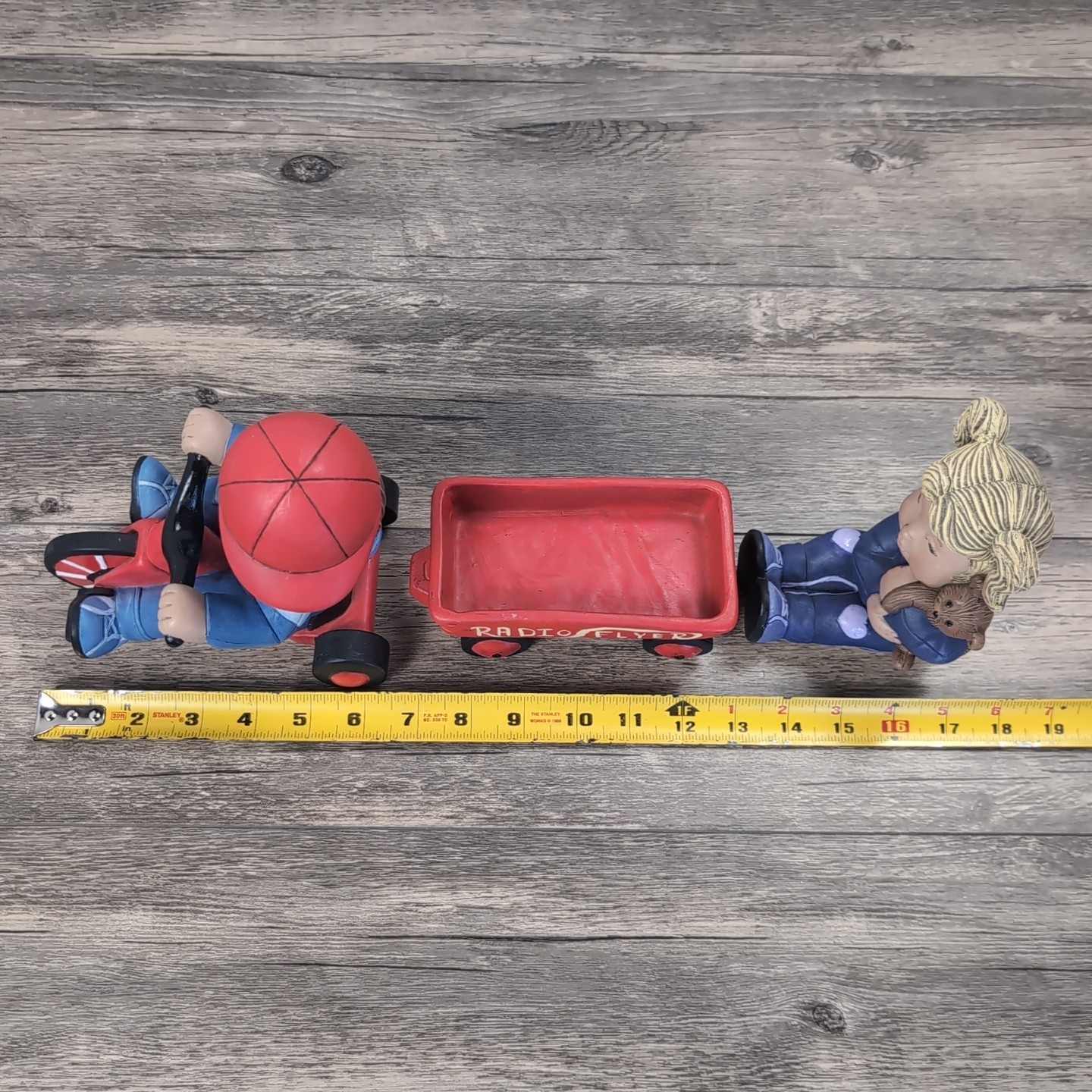 Vintage Ceramic Set Kids At Play Radio Flyer & Big Wheeler Red Hand Painted