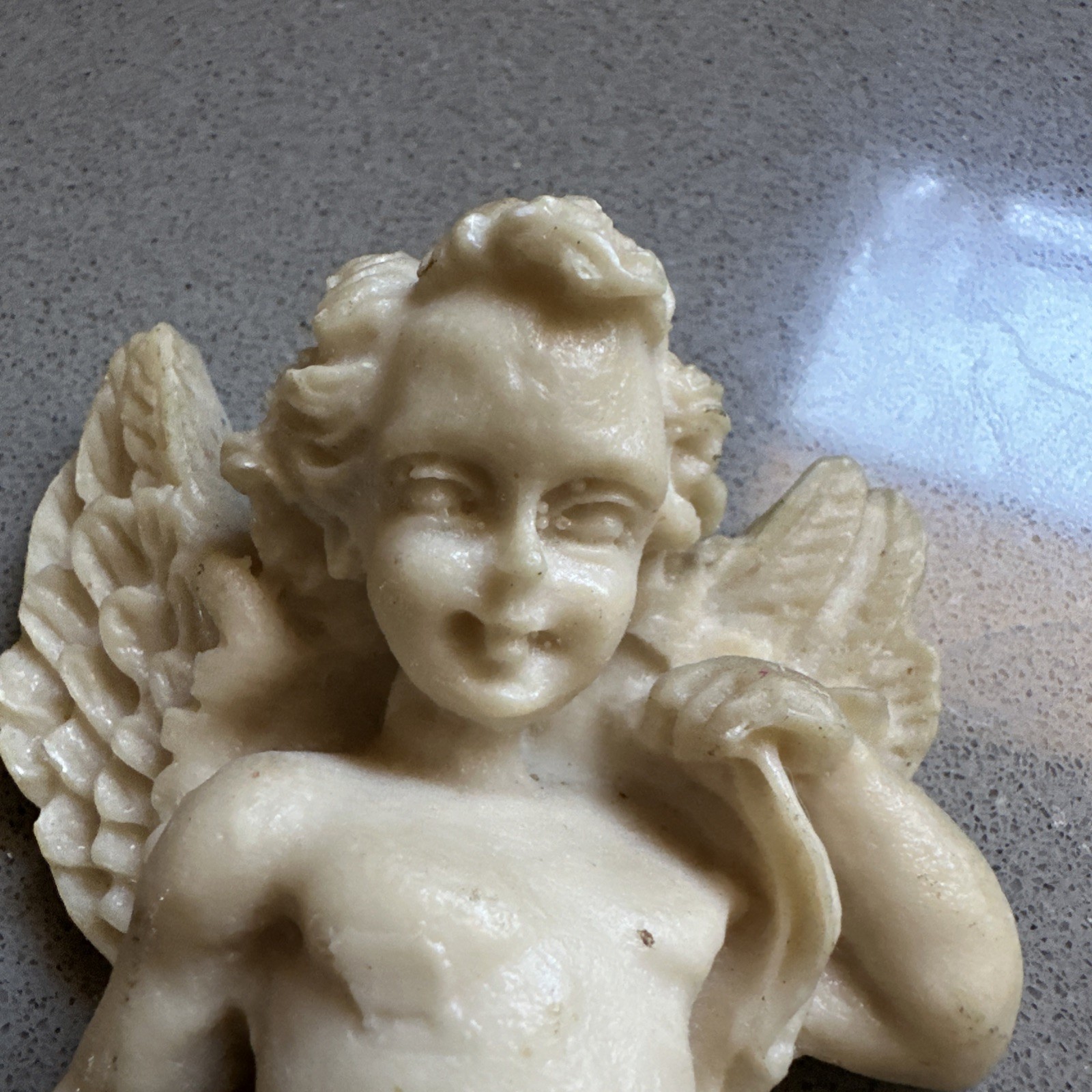 2 Vintage Cherub Ivory Resin Wall Plaques