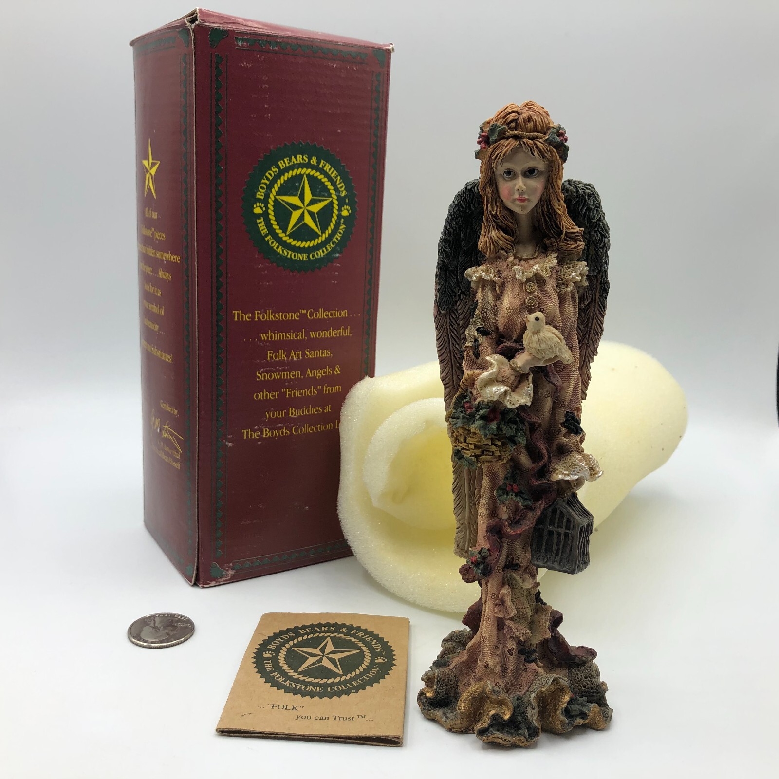 1994 Vintage Angel of Freedom 2820 Folkstone Figurine Boyds w/Box BB3