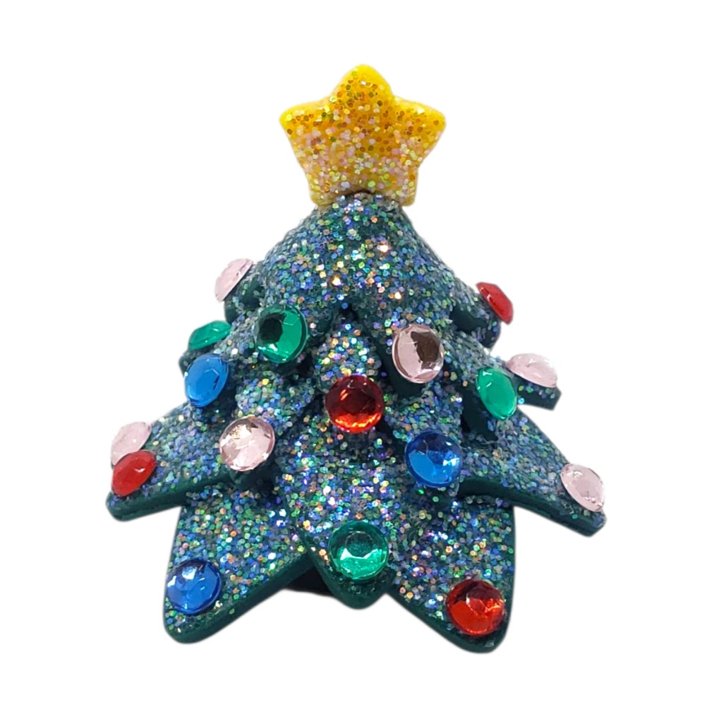 Christmas Tree with Rhinestones Glitter and Star on Top Handmade Polymer Clay