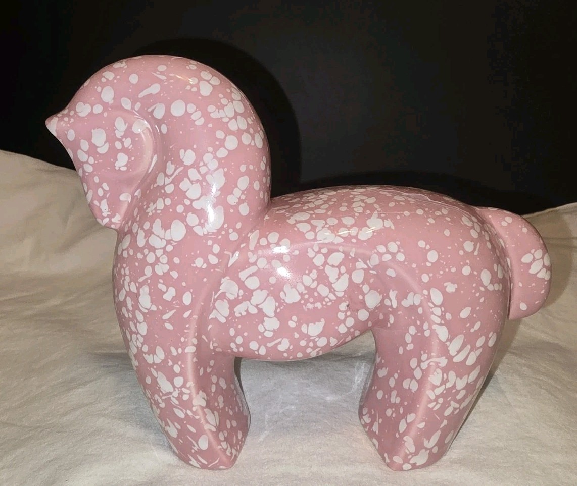 OOAK MCM Modern Voluptuous Abstract Bubblegum Pink & White Speckle Horse Retro