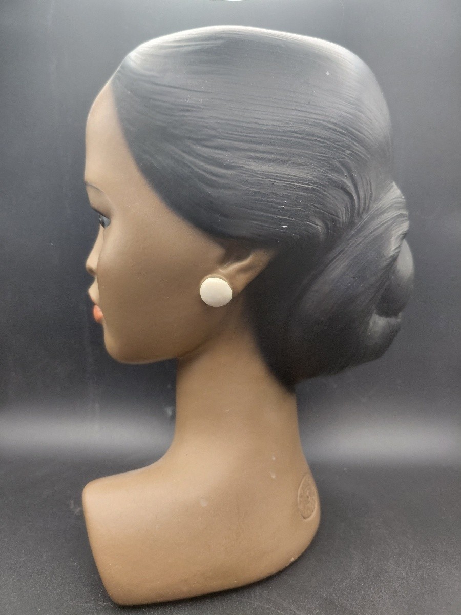 Marwal Chalkware Hawaiian Polynesian Woman Head Bust Statue 8.5in