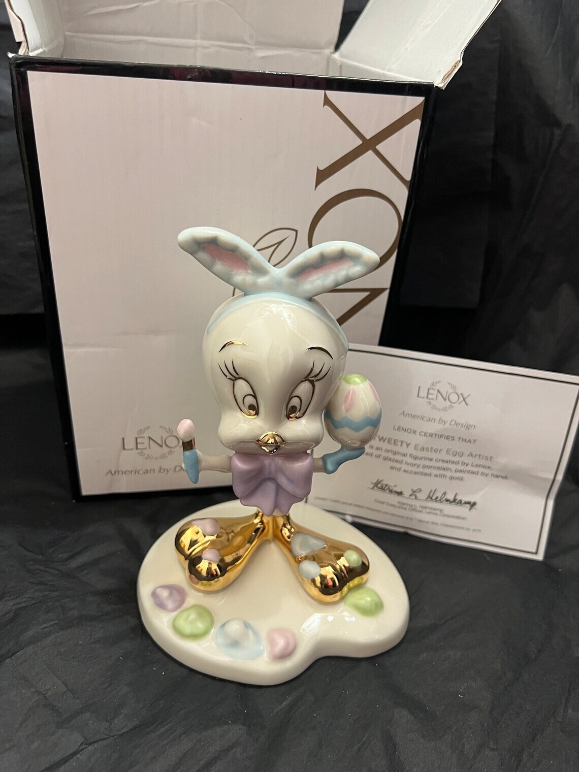 Lenox Tweety Bird Easter Artist Figurine Painting Eggs Looney Tunes COA NEW