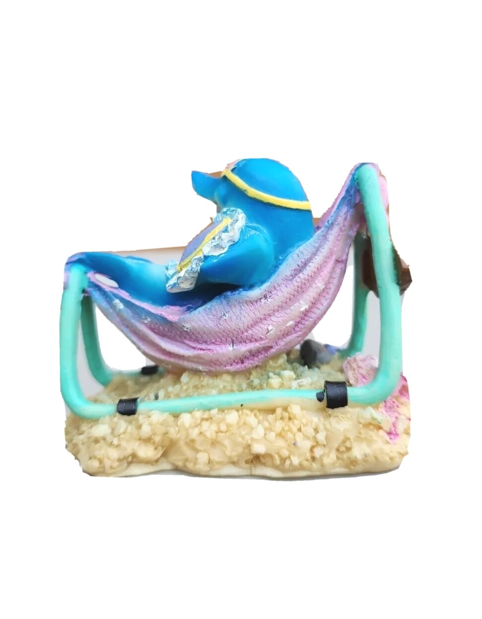 VTG Beach Dolphin in Hammoc Tropical Decor PRTD Miami Souvenirs Ceramic Figurine