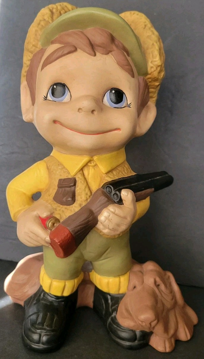 Atlantic Mold Smiley Hunter Boy with Dog 10.5″ Ceramic Figurine 1970