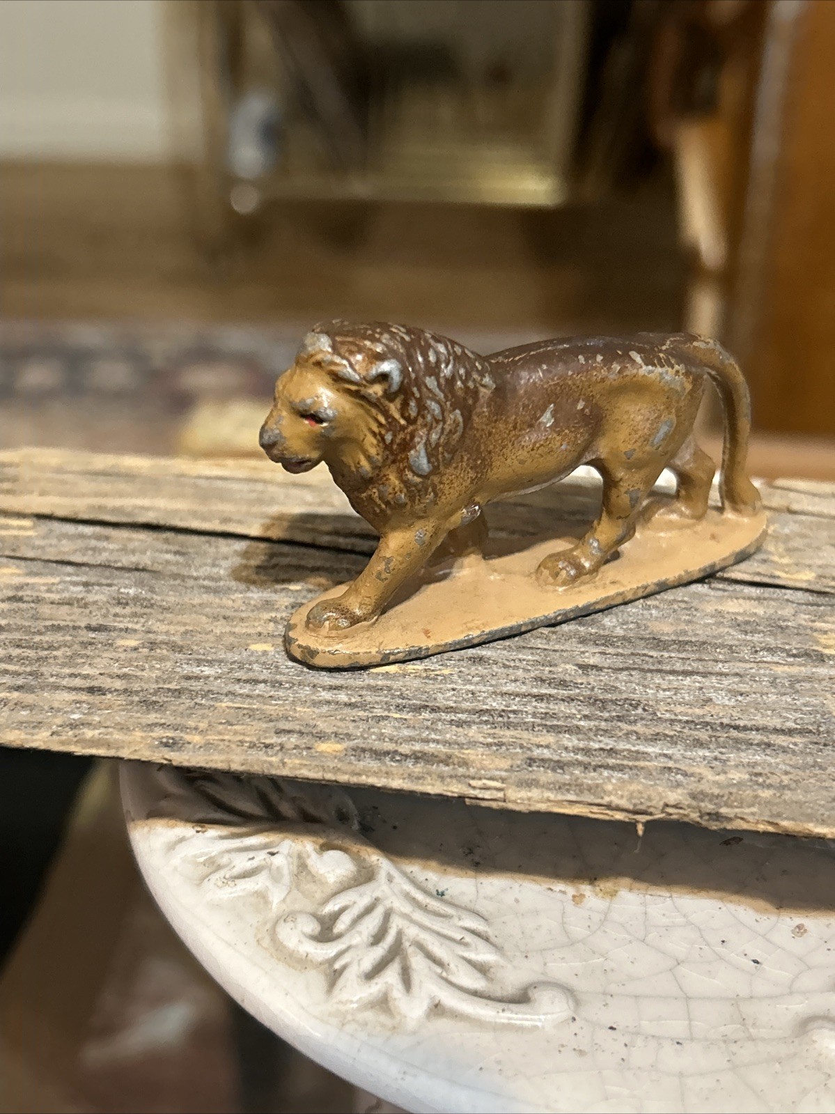 Vintage Cast Metal Lion Figurine
