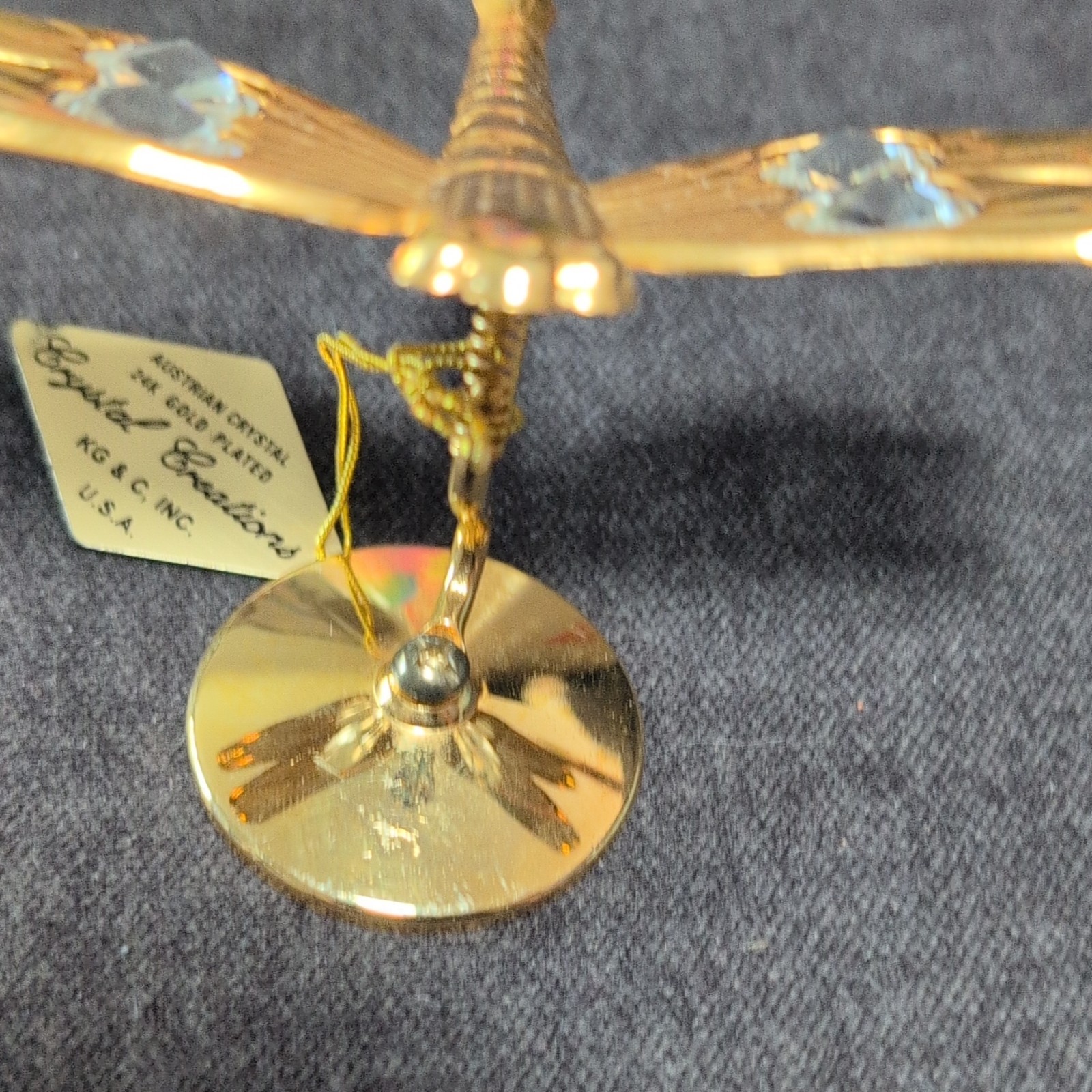 Crystal Creations 24K Gold Plated Austrian Crystal Dragonfly Figurine Base